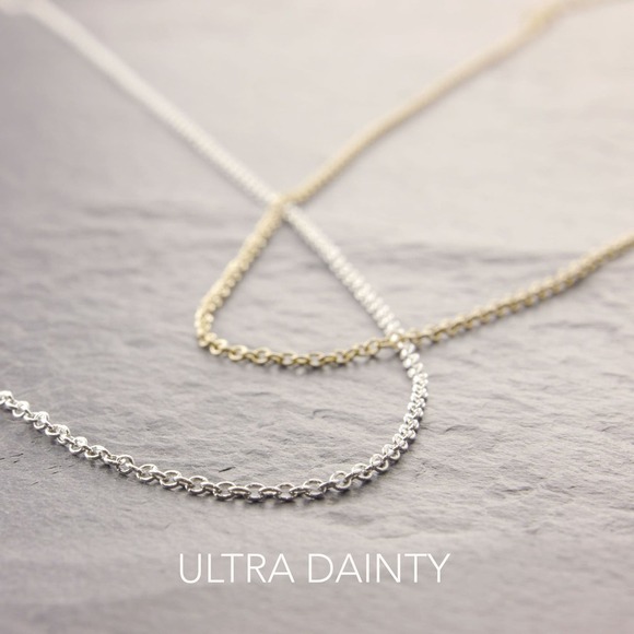 14” Dainty Silver Necklace, sterling silver, chain necklace, choker, z 23-1sd-sp - Picture 4 of 6